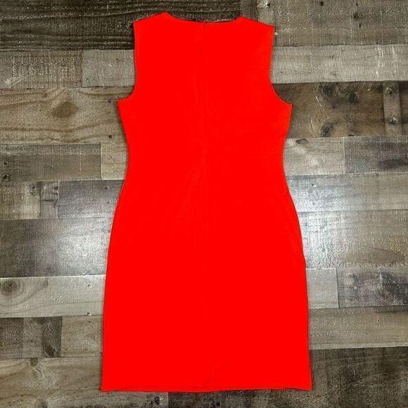 Banana Republic Women’s Size 8 Petite Sheath Bow Neck Dress Red Sleeveless - Picture 6 of 9